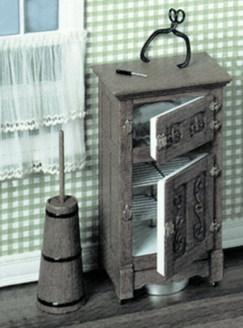 1:12 Scale Miniature Ice Box and Butter Churn Kit, 8 Pieces, DIY Dollhouse Supply
