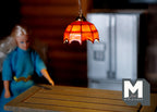 1:12 Scale Miniature Stained Glass Style Pendant Light, Battery Powered, On Off Switch, 3-15/16 inch tall, DIY Dollhouse Supply (red)