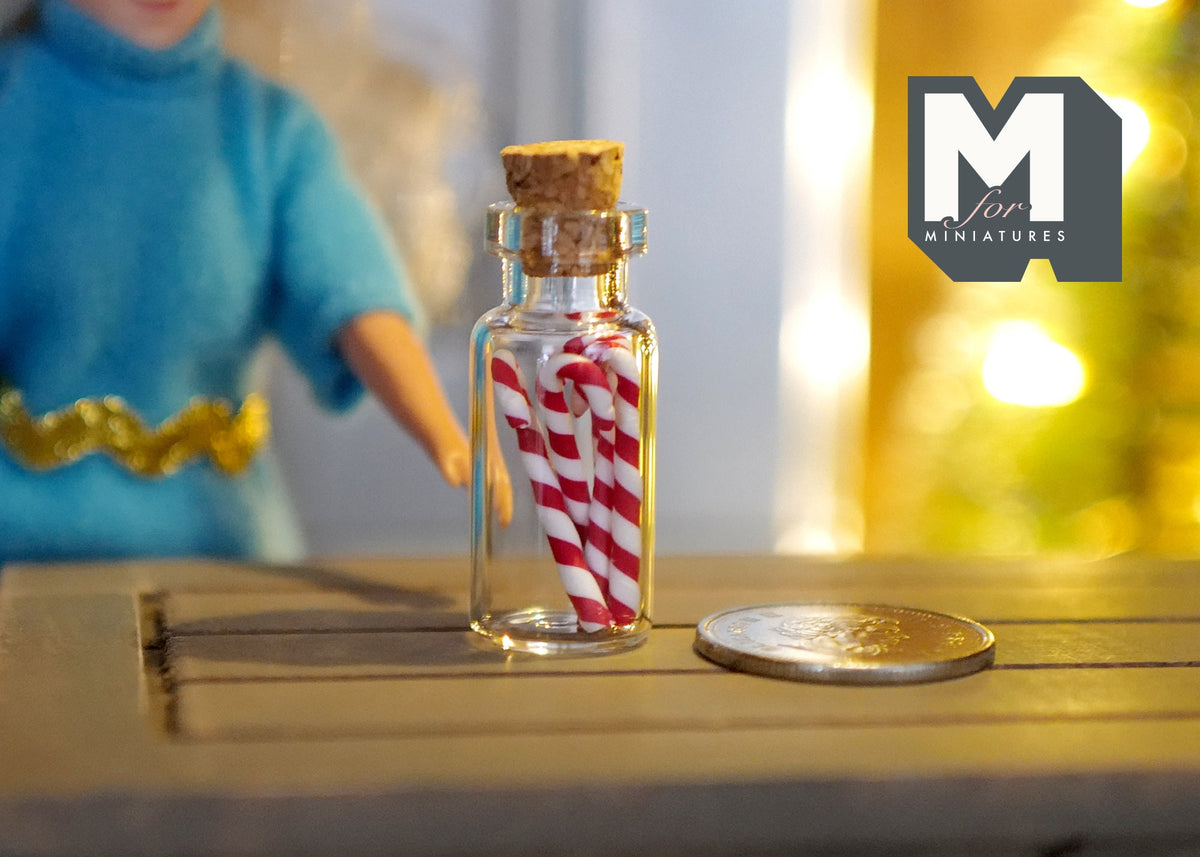 1:12 Dollhouse Supplies miniature kitchen glass container, dollhouse candy bottle, candy jar, snack container,large candy cane jar - G060