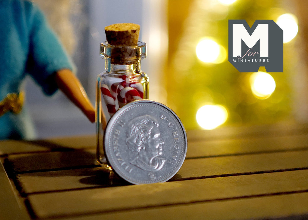 1:12 Dollhouse Supplies miniature kitchen glass container, dollhouse candy bottle, candy jar, snack container,large candy cane jar - G060