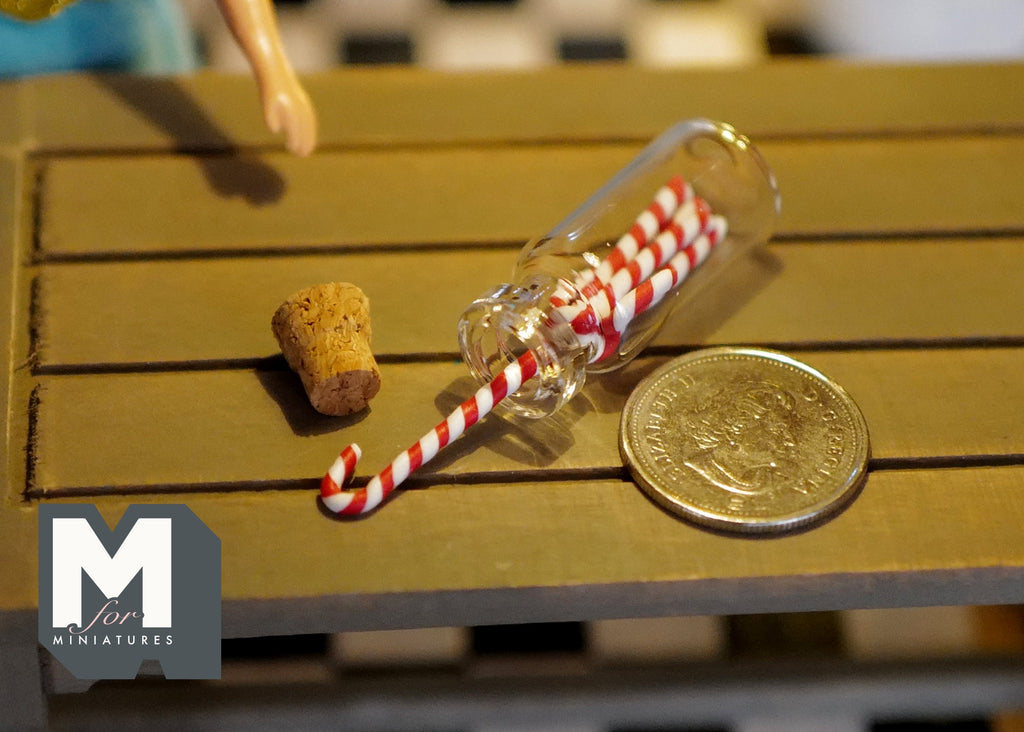 1:12 Dollhouse Supplies miniature kitchen glass container, dollhouse candy bottle, candy jar, snack container,large candy cane jar - G060