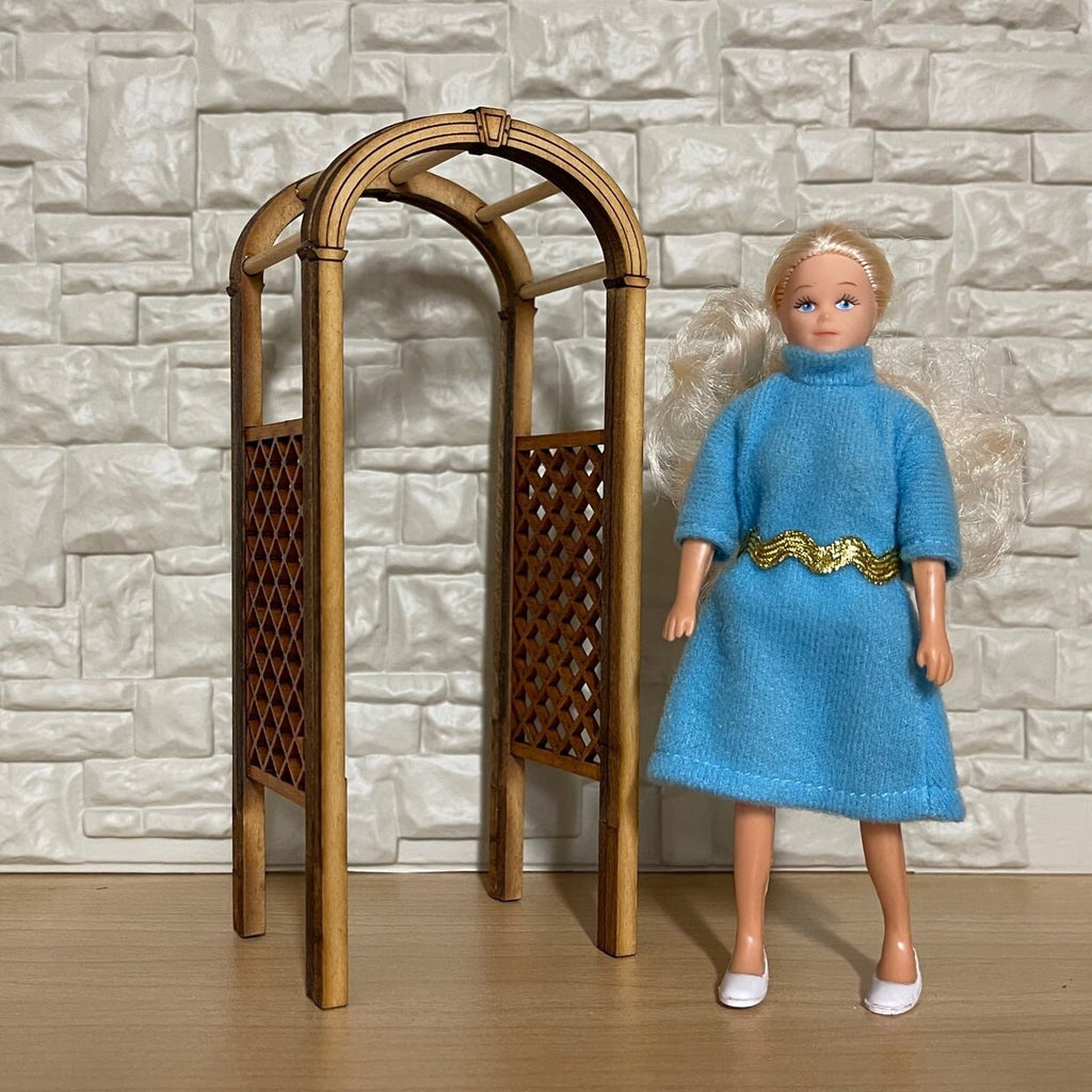1:12 Dollhouse Miniature Wooden Arbor Gate Arched Gate Unfinished