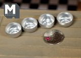 1:12 Scale Miniature Bowls , Miniature Metal Bowls , Miniature Salad Bowls , Assorted Aluminum Bowls Set of 4 - E053