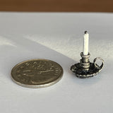 1:12 Miniature Brass Metal Base Fluted Candle and Holder (Black) - H035