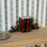 1:12 Dollhouse Supplies Miniature Cat Bookends Book Stops with 4 Books (Brass)- C035