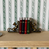 1:12 Dollhouse Supplies Miniature Cat Bookends Book Stops with 4 Books (Brass)- C035