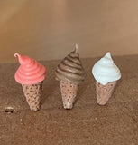 1:12 Miniature Soft Ice Cream Cones, Assorted Color Set of 3 - E009
