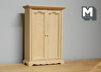 1:12 Dollhouse bedroom furniture miniature unfinished unpainted wooden dresser closet with 2 swing doors - I014