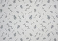 1:12 scale miniature white leaf sprig peel and stick wallpaper with gray pine cones and twigs, close view