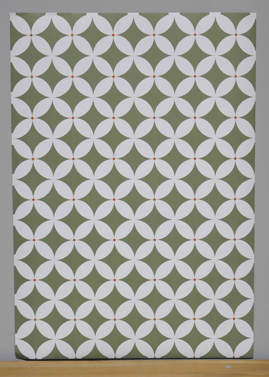 1:12 Scale Miniature Geometric Petal Peel and Stick Wallpaper, 8 x 11 inch, DIY Dollhouse Supply (green)