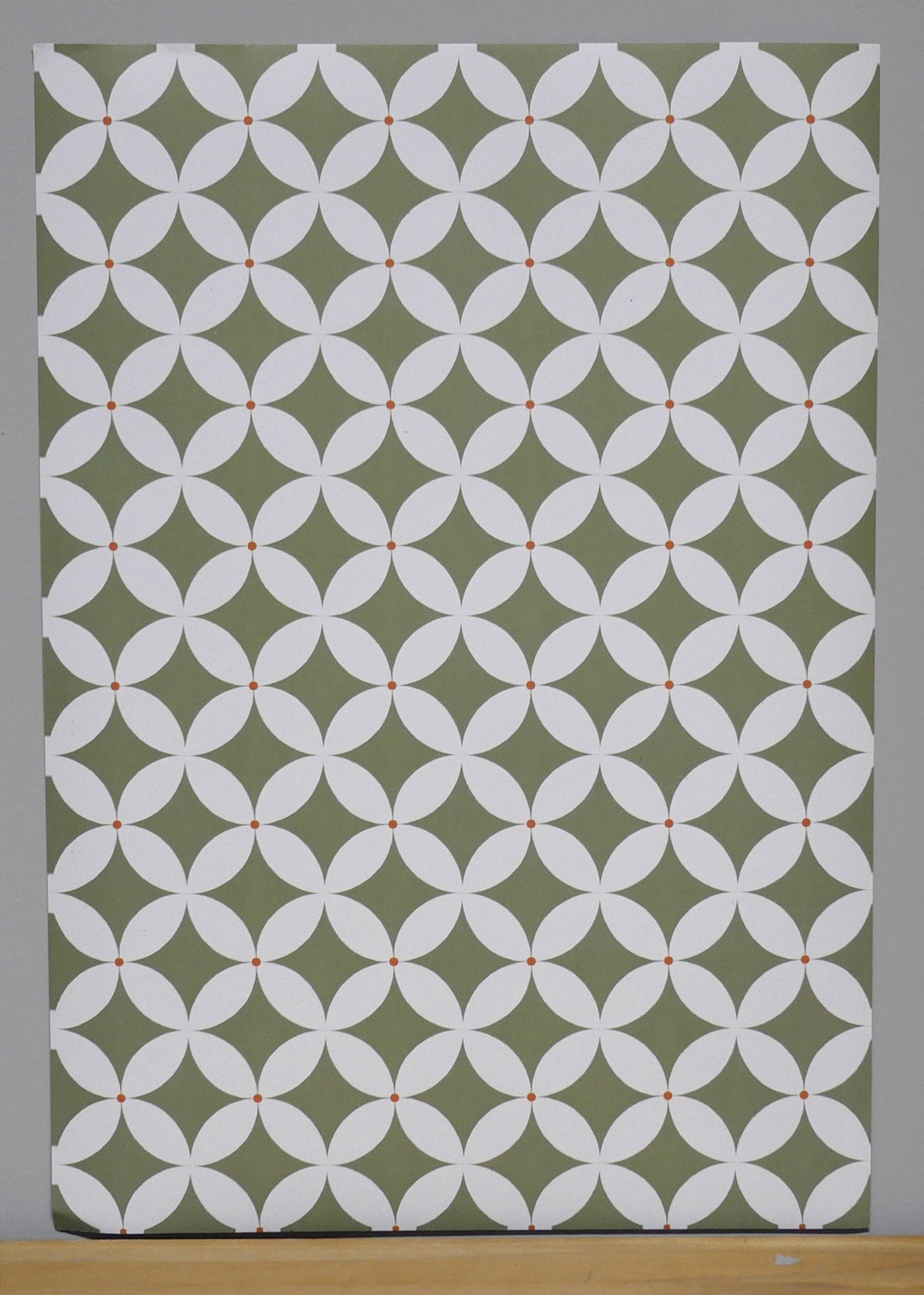 1:12 Scale Miniature Geometric Petal Peel and Stick Wallpaper, 8 x 11 inch, DIY Dollhouse Supply (green)