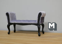 Dollhouse miniature furniture chaise upholstered bench bedroom sofa (purple and black)