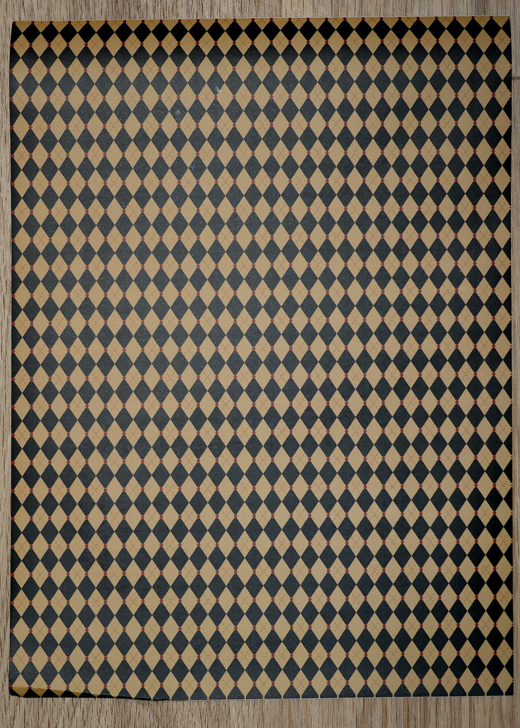 1:12 Scale Miniature Black and Tan Harlequin Diamond Peel and Stick Flooring Paper, 8 x 11 inch, DIY Dollhouse Supply