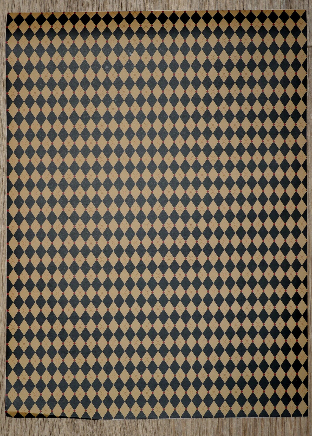1:12 Scale Miniature Black and Tan Harlequin Diamond Peel and Stick Flooring Paper, 8 x 11 inch, DIY Dollhouse Supply
