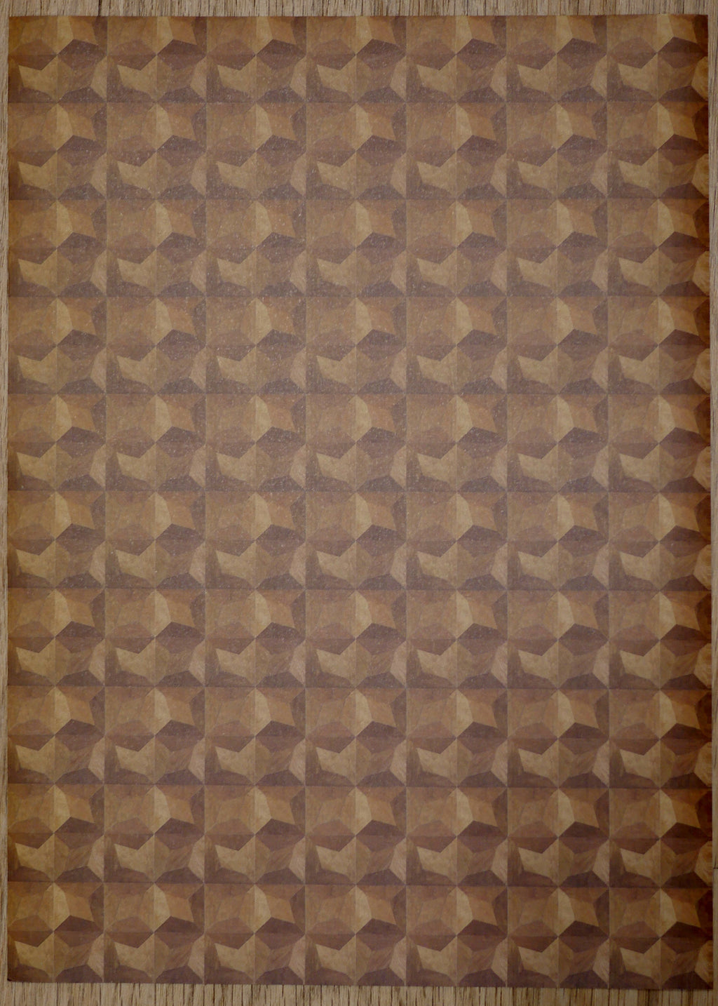 1:12 Scale Miniature Brown and Tan Geometric Parquet Wood Peel and Stick Flooring Paper, 8 x 11 inch, DIY Dollhouse Supply