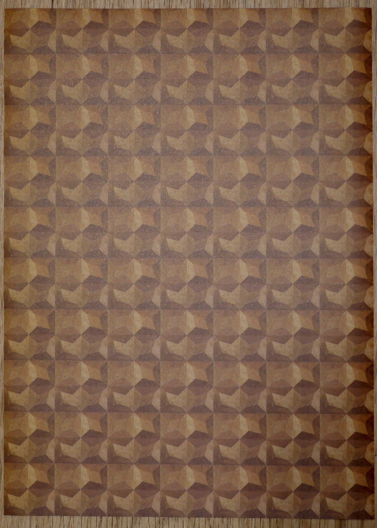 1:12 Scale Miniature Brown and Tan Geometric Parquet Wood Peel and Stick Flooring Paper, 8 x 11 inch, DIY Dollhouse Supply