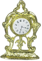 Miniature Mantle Clock 1:12 Dollhouse Gold Classis Style Clock - B052