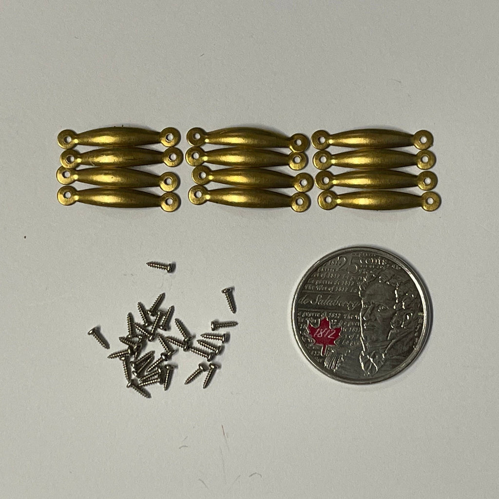 1:12 Scale Miniature Dollhouse Drawer Pulls with Screws, Set of 12, 13/16 inch long (copper)