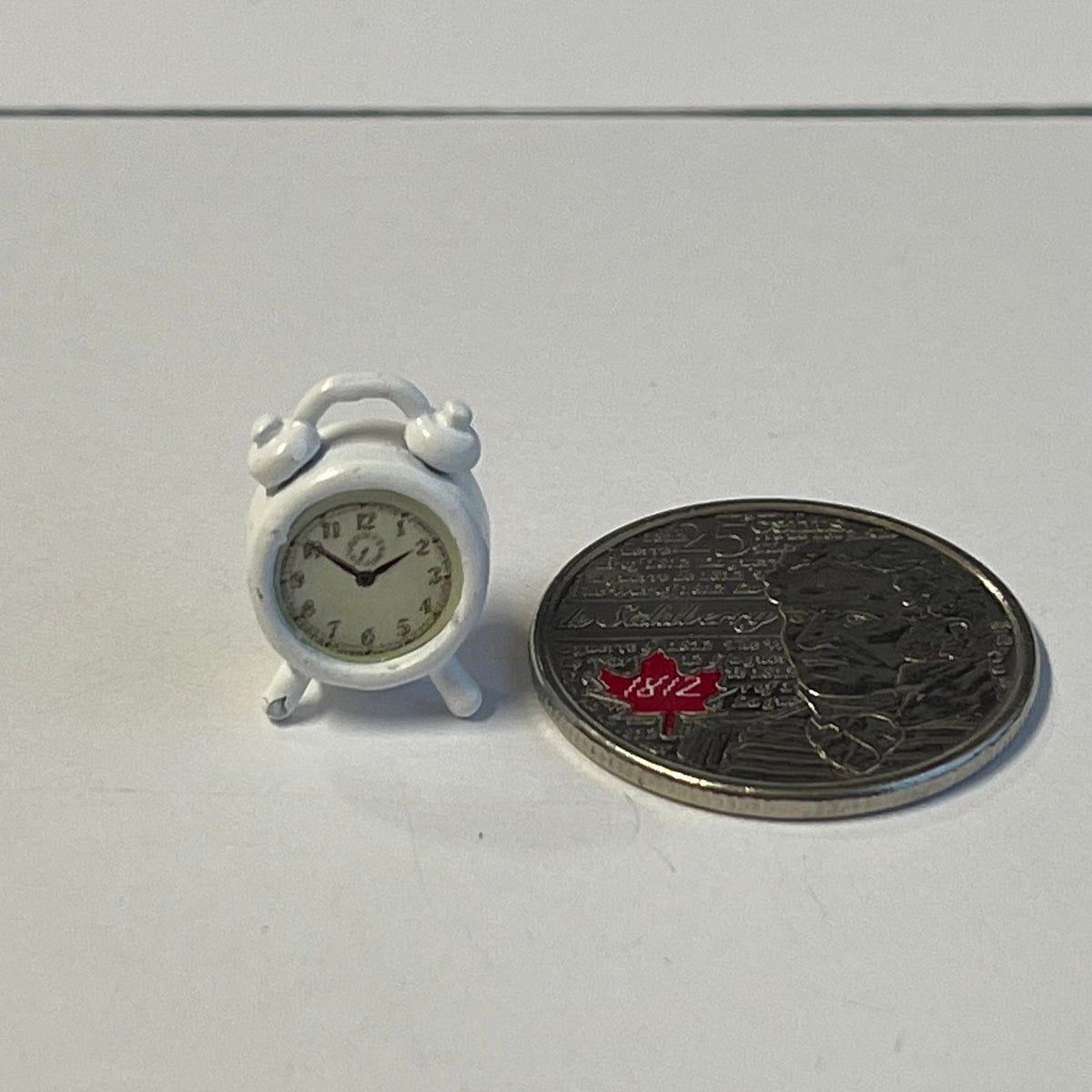 1:12 Miniature Twin Bell Alarm Clock / Metal Loud Alarm Clock / Dollhouse Supplies Alarm Clock - B052
