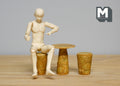 1:12 Scale Miniature Stone Look Garden Table and Stools, Set of 3, 1-15/16 inch tall, DIY Dollhouse Supply (amber)