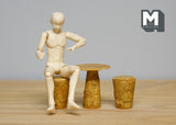 1:12 Dollhouse Supplies Miniature Metal White Garden Bistro set of 3 - Round Dining Table with Umbrella and 2 Chairs