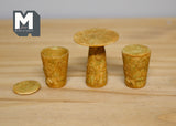 1:12 Dollhouse Supplies Miniature Metal White Garden Bistro set of 3 - Round Dining Table with Umbrella and 2 Chairs