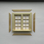 1:12 Scale Miniature Double Swing In 8 Pane Window, 4-11/16 inch high Dollhouse Supply (with back trim)