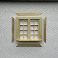 Unfinished Dollhouse Double Swing In Window with Pane (with Back Trim) - I025