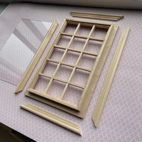 Dollhouse In Window Frame , Miniature Classical 5 x 3 Window Frame with Back Trim and Acrylic Window - I029