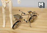 1:12 Scale Dollhouse Supplies Miniature Kid's Bike with Basket 3-3/14 inch long (metal) (silver) - C029