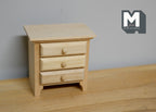 1:12 Scale Miniature Unpainted Wood Nightstand, 3 Drawers, 2-5/16 inch tall, DIY Dollhouse Supply