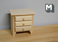 1:12 Dollhouse miniatures unpainted unfinished bedroom nightstand with drawer - I022