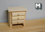 1:12 Dollhouse Supplies miniatures unpainted unfinished bedroom nightstand with drawer - I022