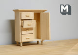 Dollhouse Supplies unpainted unfinished wooden dresser dolls house 1 12th scale miniature storage wooden bedroom closet -H014
