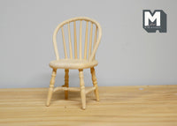 Dollhouse Bow Back Chair 1:12 Scale Unpainted Spindle Back Dining Chair (wood) - D006