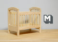 1:12 Scale Miniature Unpainted Wood Baby Crib, Spindle Sides, 4-7/16 inch long, DIY Dollhouse Supply