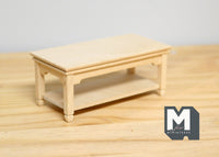 1:12 Dollhouse Miniatures unpainted unfinished Handmade Wooden Coffee Table - H012