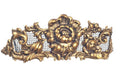 1:12 scale miniature metal fireplace screen in gold with scroll and rose filigree over mesh, on a white background