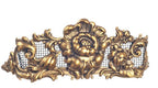 1:12 scale miniature metal fireplace screen in gold with scroll and rose filigree over mesh, on a white background