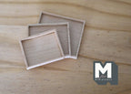 1:12 scale miniature unpainted wood rectangular nesting trays, set of 3 sizes, shown on a wood surface