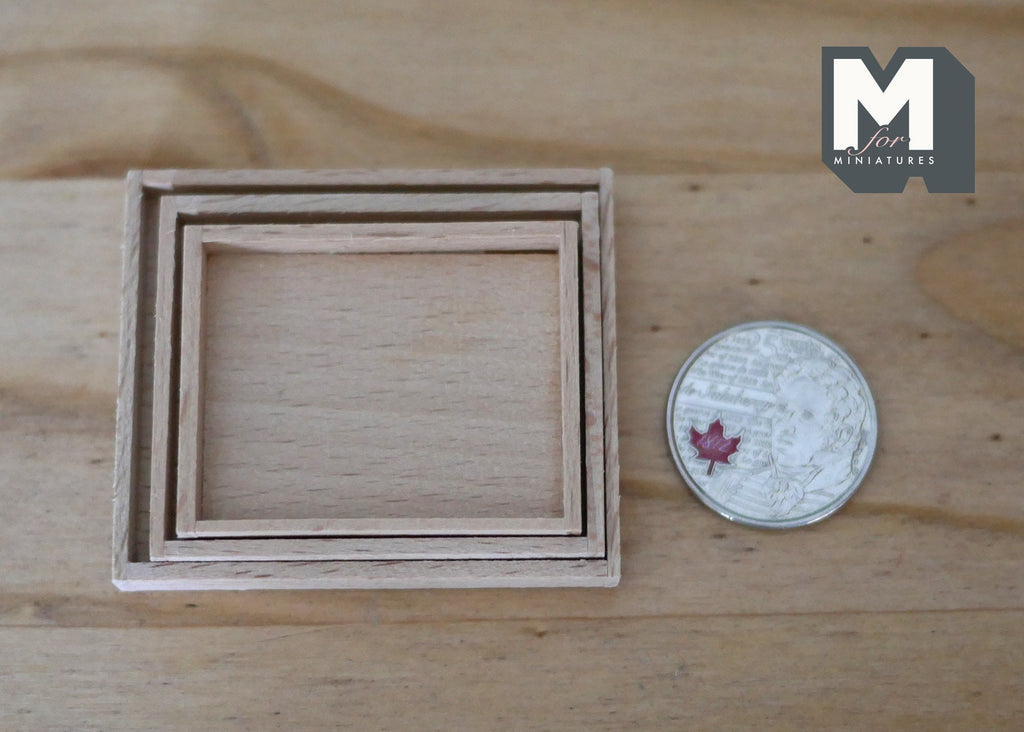 1:12 Scale Miniature Dollhouse Unpainted Wood Rectangular Nesting Trays, Set of 3, 2-1/16 inch long