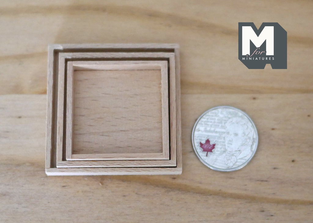 1:12 Scale Miniature Dollhouse Unpainted Wood Square Nesting Trays, Set of 3, 1-3/4 inch square