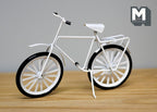 1:12 Miniature Metal Leisure Bicycle White and Black Bike with Fixed Handlebars and Pedals - G097