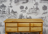 1:12 Dollhouse Campagne Toile Gray Wallpaper Sticker , Dollhouse Campagne Toile Gray Wallpaper Sticker 8" x 11"