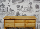 1:12 Dollhouse Supplies Campagne Toile Gray Wallpaper Sticker , Dollhouse Supplies Campagne Toile Gray Wallpaper Sticker 8" x 11"
