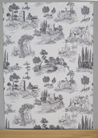 1:12 Dollhouse Campagne Toile Gray Wallpaper Sticker , Dollhouse Campagne Toile Gray Wallpaper Sticker 8" x 11"