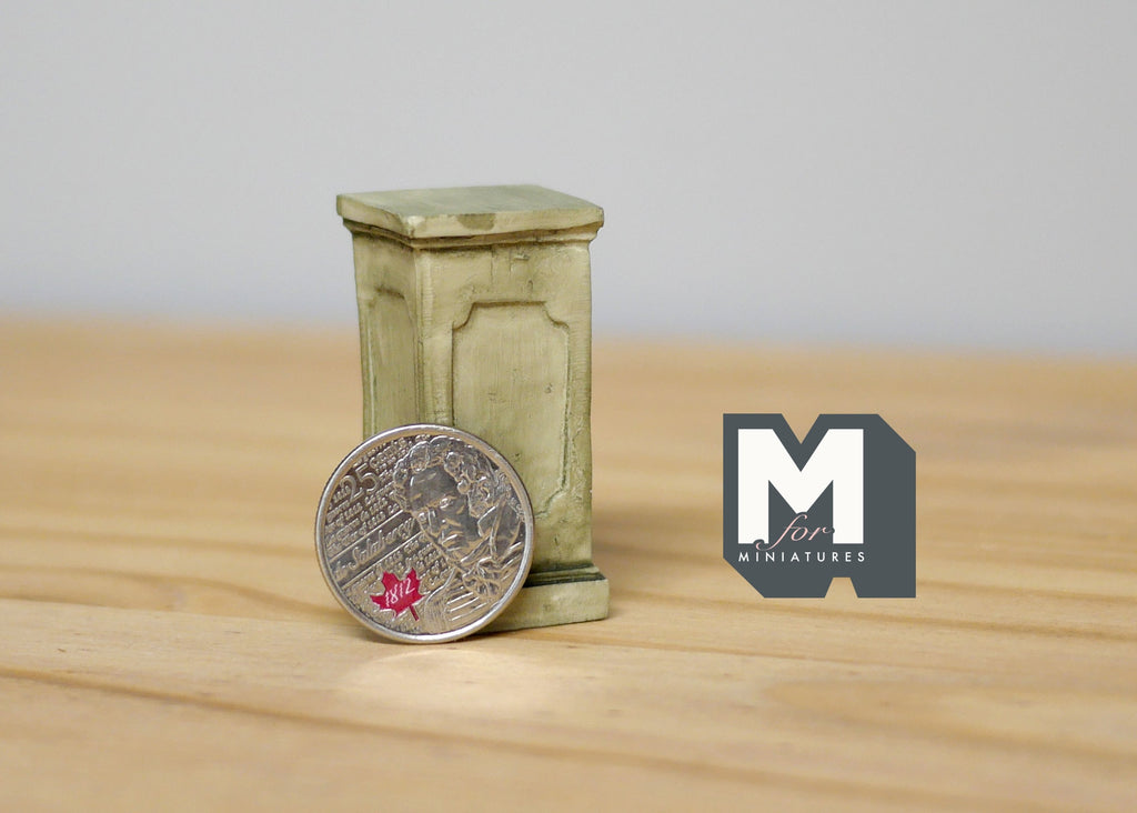 1:12 Scale Miniature Square Garden Pedestal for Plants, 1-7/8 inch tall, DIY Dollhouse Supply (gray)