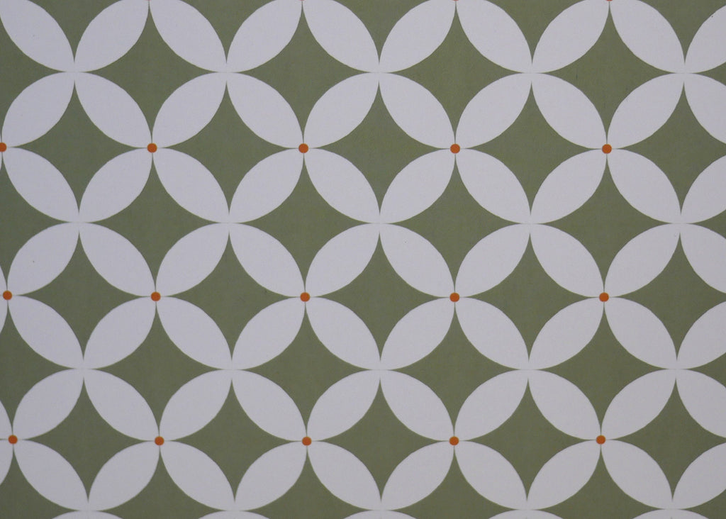 1:12 Scale Miniature Geometric Petal Peel and Stick Wallpaper, 8 x 11 inch, DIY Dollhouse Supply (green)