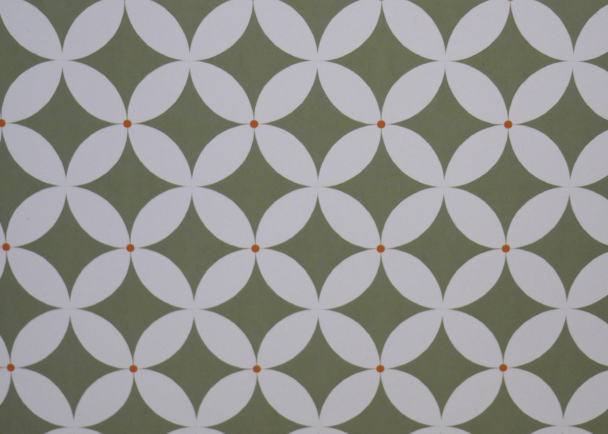 1:12 Scale Miniature Geometric Petal Peel and Stick Wallpaper, 8 x 11 inch, DIY Dollhouse Supply (green)