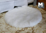 Dollhouse Miniature Faux Sheepskin Small Area Round Rug (white) - H049